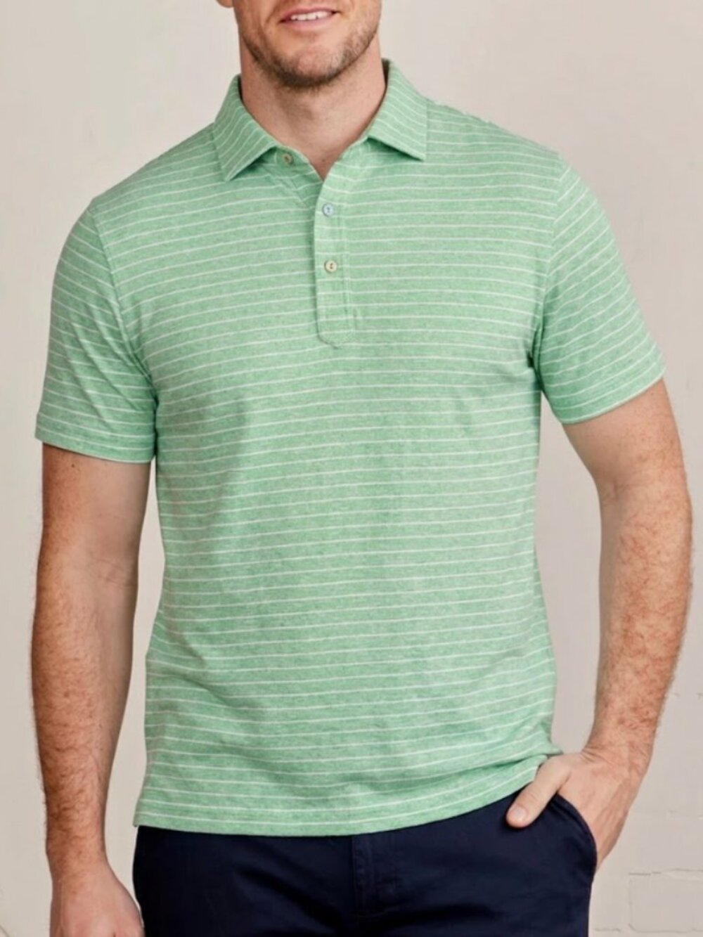 Tasc Men's  | Organic Cotton & Bamboo Blend Everywear Polo Striped | Size Medium